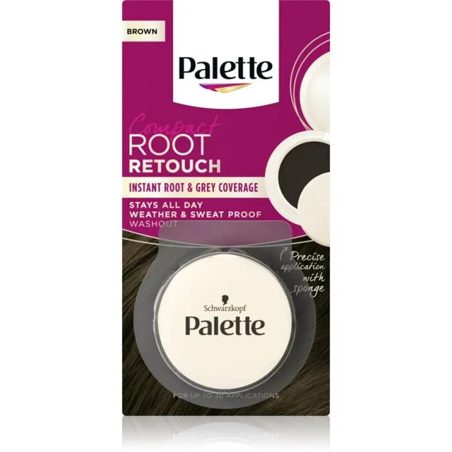 Schwarzkopf Palette Compact Root Retouch Juuksekasvu ja hallide juuste korrigeerija puudriefektiga varjund Brown 3 g