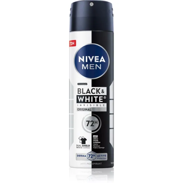 Nivea Men Invisible Black & White Pihustatav antiprespirant meestele 150 ml