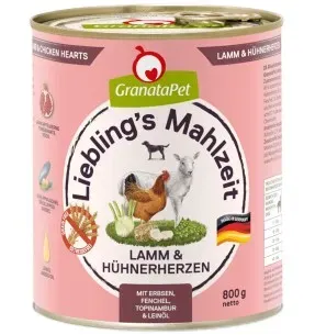 Liebling´s Mahlzeit TERAVILJAVABA koerakonserv LAMBALIHA ja KANASÜDAMED (65%) HERNESTE, APTEEGITILLI, MAAPIRNI, LINASEEMNEÕLIGA