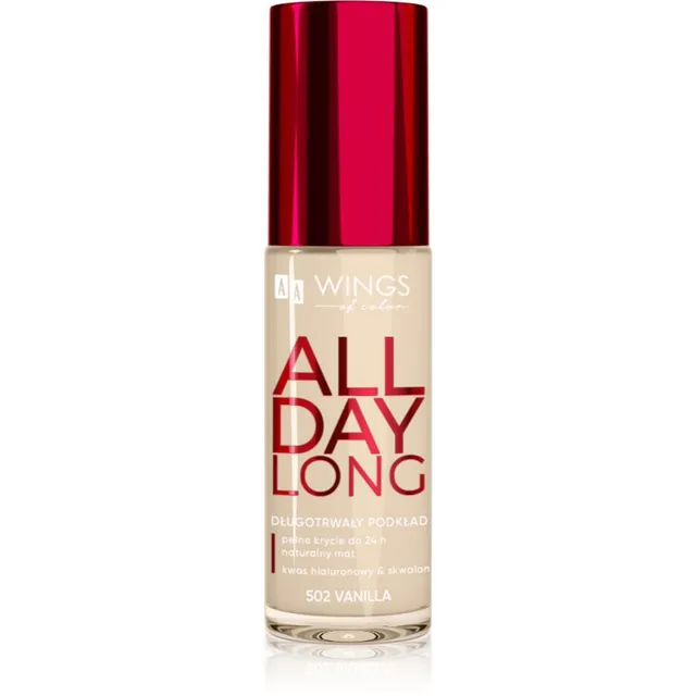 AA Wings of Color All Day Long Long Lasting Foundation Kauapüsiv jumestuskreem varjund 502 Vanilla 30 ml