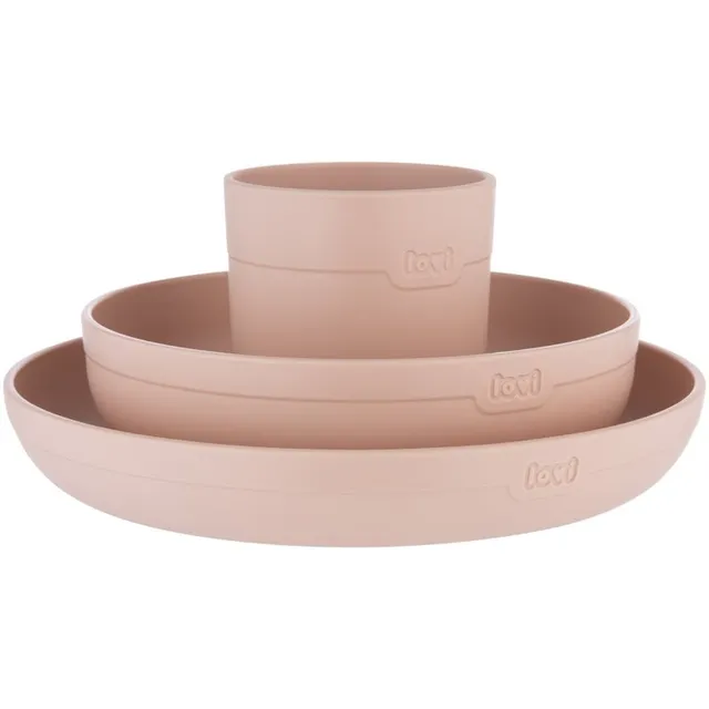 LOVI Tableware Set with Cup söögiriistade komplekt Nude 3 tk