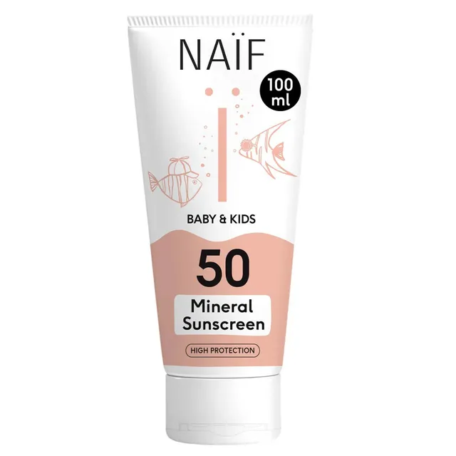 NAIF Baby & Kids High Protection Mineral Sunscreen SPF50 (All Skin) 100ml