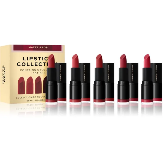 Revolution PRO Lipstick Collection Huulepulga komplekt varjund Matte Reds 5 tk