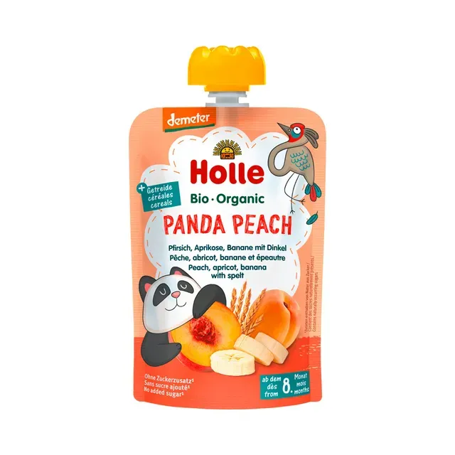 Virsiku-aprikoosi banaanipüree speltaga (Panda Peach), HOLLE, 100 g