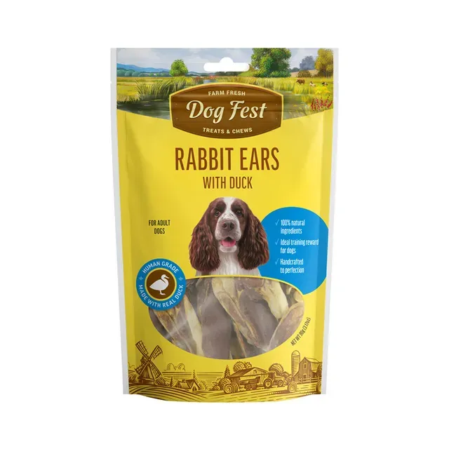 Koeramaius Küüliku kõrvad pardiga, DOG FEST, 90 g