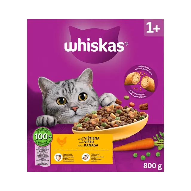 Kassi kuivsööt kanaga 1+, WHISKAS, 800 g