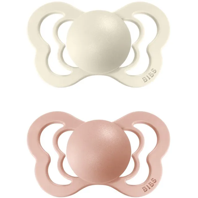 BIBS Couture Natural Rubber Size 2: 6+ months lutt Ivory / Blush 2 tk