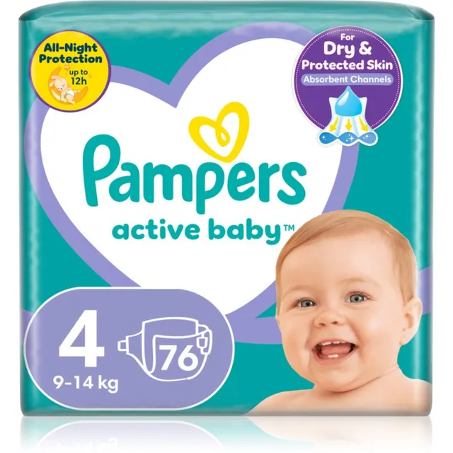 Pampers Active Baby Size 4 ühekordsed mähkmed 9-14 kg 76 tk