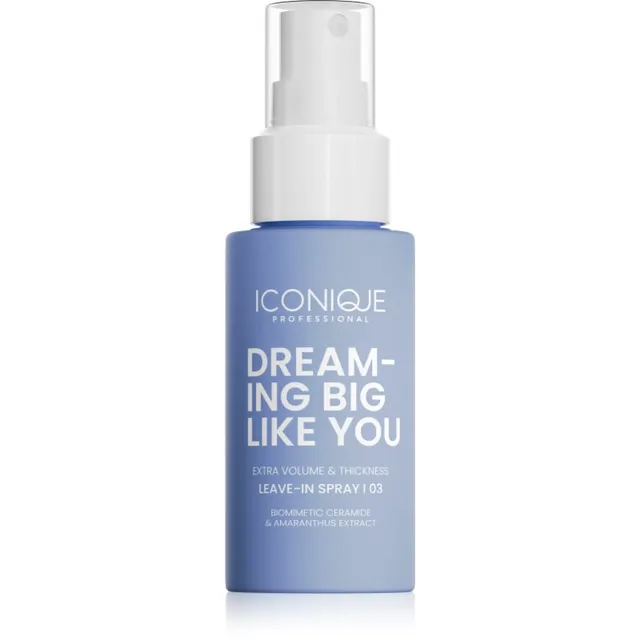 ICONIQUE Professional DREAMING BIG LIKE YOU Volume & Thickness Juustesse jäetav pihusti maksimaalse kohevuse jaoks õhukestele juustele 70 ml