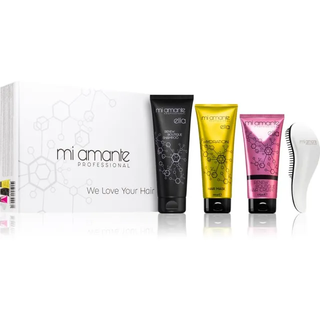 Mi Amante Professional Glamour Keratin Set Kinkekomplekt säravate ja pehmete juuste jaoks 4 tk