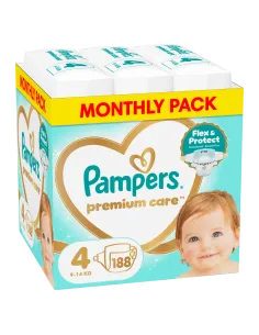 Pampers Premium Care teipmähkmed suurus 4 (9-14 kg) 188 tk