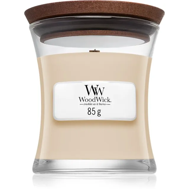 Woodwick White Honey Miel Blanc lõhnaküünal puidust taht 85 g