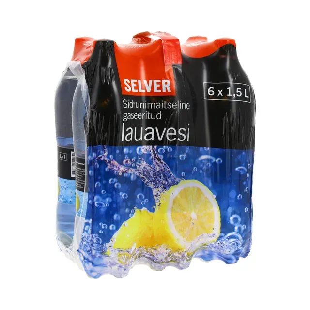 Sidrunimaitseline gaseeritud lauavesi 6-pakk, SELVER, 9 L