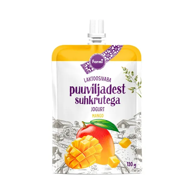 Jogurt mango puuviljadest suhkrutega laktoosivaba, FARMI, 130 g