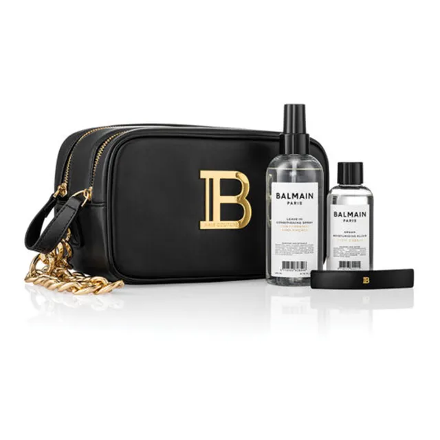 BALMAIN Hair Couture Luxury Green & Gold Vegan Pouch komplekt