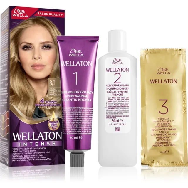 Wella Wellaton Intense Püsijuuksevärv argaaniaõliga varjund 8/1 Light Ash Blonde 1 tk