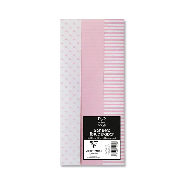 Siidipaber Baby pink 50x70cm, CLAIREFONTAINE, 6 tk