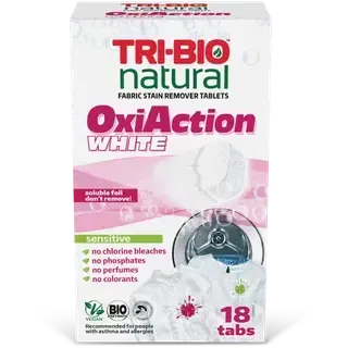Pesukapslid Tri-Bio Oxi Action valge 18tk