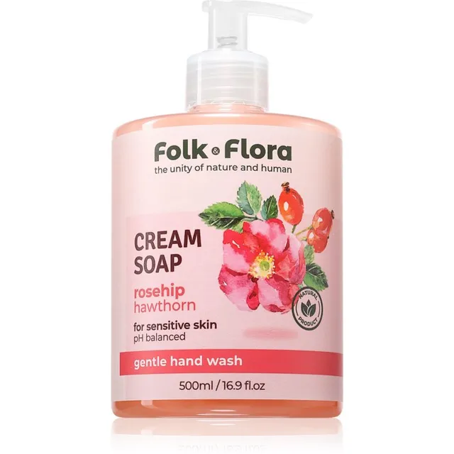 Folk & Flora Rosehip & Hawthorn Vedel kreemseep tundlikule nahale 500 ml