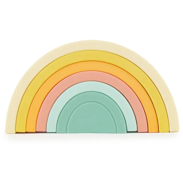 Bieco Silicone Rainbow kokkupandav vikerkaar 12 m+ Tropical Vibes 6 tk