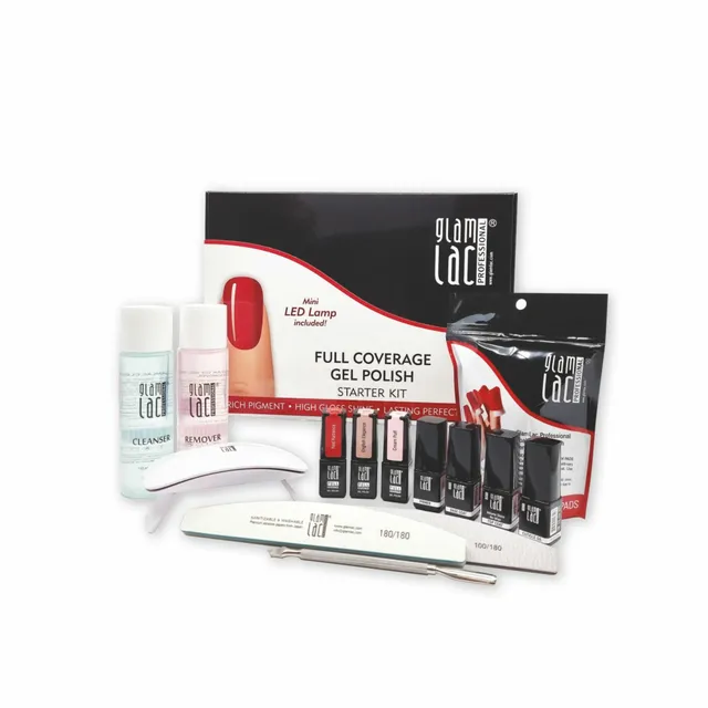 GlamLac Gel Polish Starter Kit with Mini LED Lamp