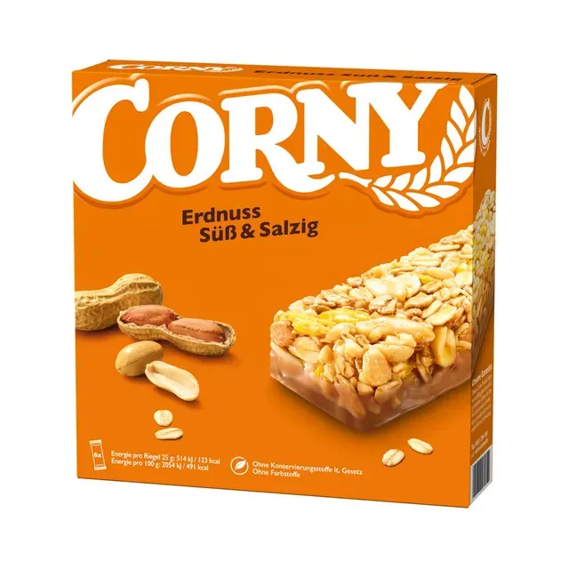 Müslibatoon maapähkliga, CORNY, 6x25 g