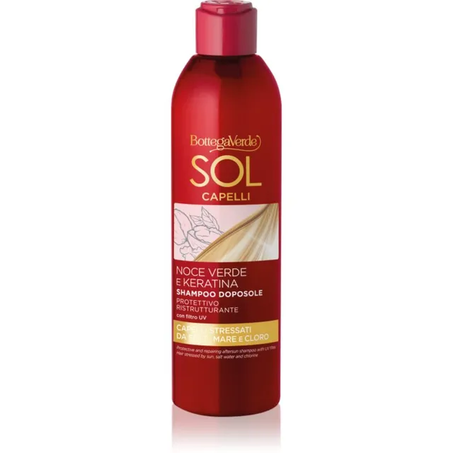 Bottega Verde Sol Capelli Niisutav ja kaitsev šampoon päevitusjärgne 250 ml