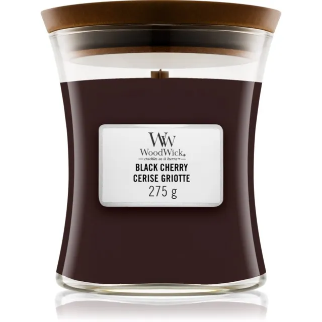 Woodwick Black Cherry lõhnaküünal puidust taht 275 g