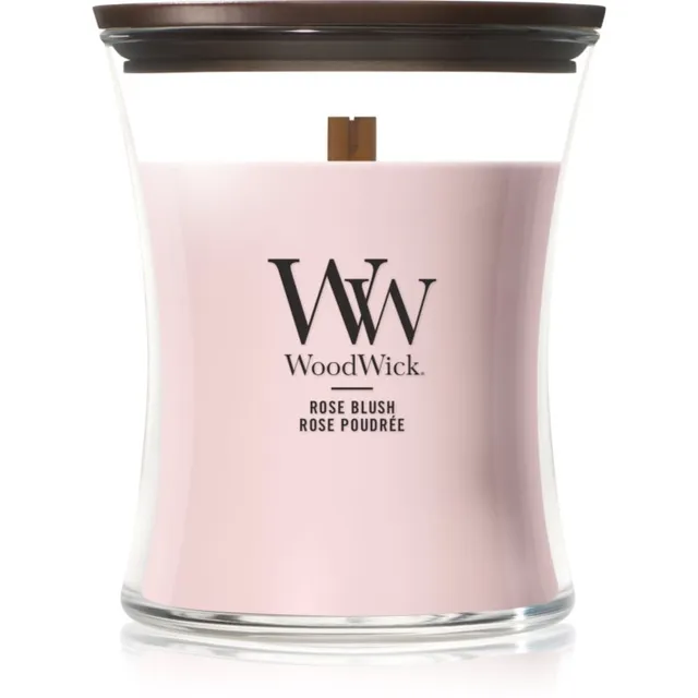 Woodwick Rose Blush lõhnaküünal puidust taht 275 g