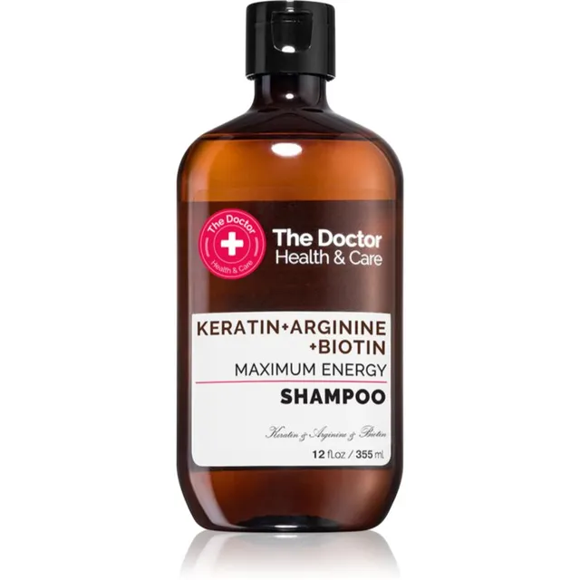 The Doctor Keratin + Arginine + Biotin Maximum Energy Keratiinišampoon juuste tugevdamiseks ja sära andmiseks 355 ml