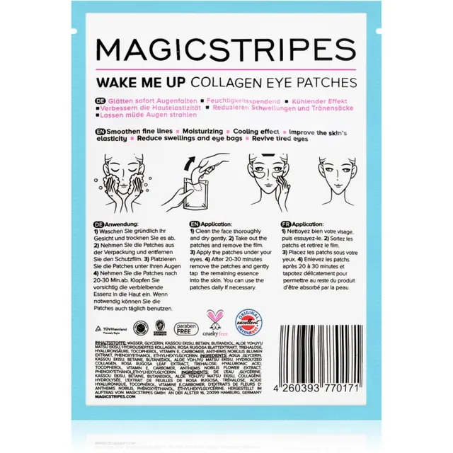 MAGICSTRIPES Wake Me Up Collagen Eye Patches Kollageenmask silmadele väsinud nahale 1 tk
