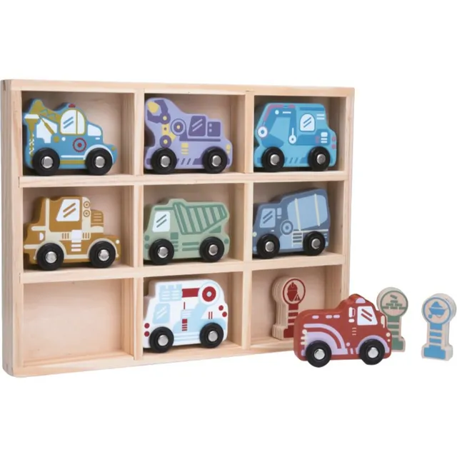 2Kids Toys Wooden Car Set mänguasjade komplekt 2y+ 12 tk