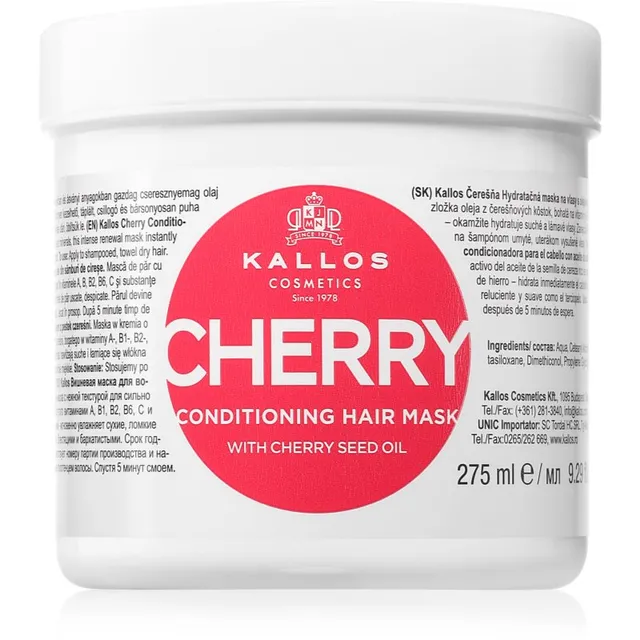 Kallos KJMN Professional Cherry Niisutav mask kahjustatud juustele 275 ml