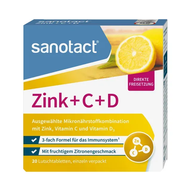 Tsink+C+D 20 sidrunimaitselist imemistabletti, SANOTACT, 34 g