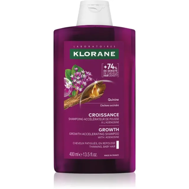 Klorane Quinine Growth Accelerating Shampoo Šampoon juuksejuurte tugevdamiseks ja juuksekasvu parandamiseks 400 ml