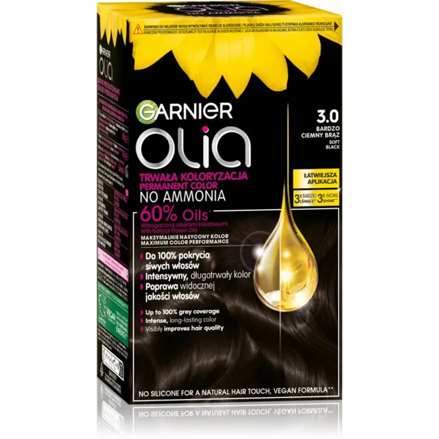 Garnier Olia Püsijuuksevärv varjund 3.0 Soft Black 1 tk