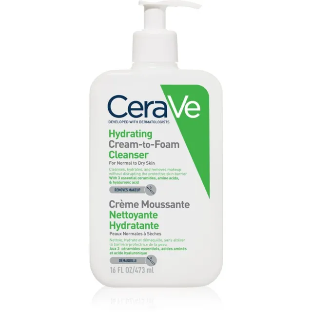 CeraVe Hydrating Cream-to-Foam kreemjas näopesuvaht normaalsele ja kuivale nahale 473 ml