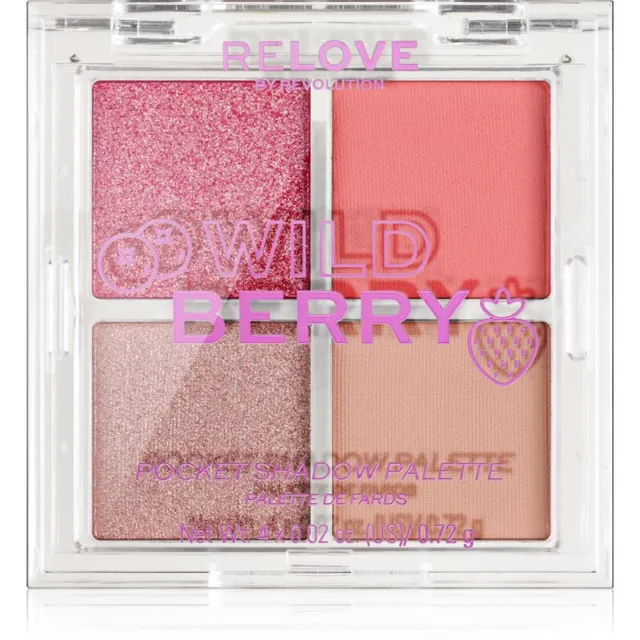 Revolution Relove Pocket Palette Lauvärvipalett varjund Wild Berry 4x0.72 g