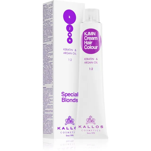 Kallos KJMN Professional Cream Hair Colour Keratin & Argan Oil Juuksevärv varjund 901 Ultra Light Ash Blond 100 ml