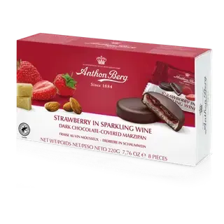 Anthon Berg Strawberry in Sparkling Wine, martsipanitäidisega šokolaad 220g