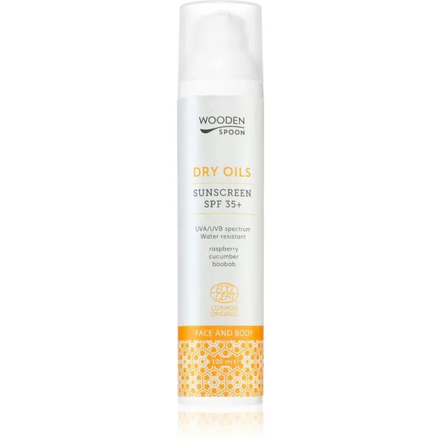 WoodenSpoon Dry Oils Sunscreen SPF 35+ Päikesekaitsepiim näole ja kehale SPF 35 100 ml