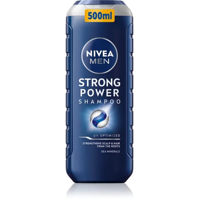 NIVEA MEN Strong Power Šampoon juuksejuurte tugevdamiseks ja juuksekasvu parandamiseks 500 ml