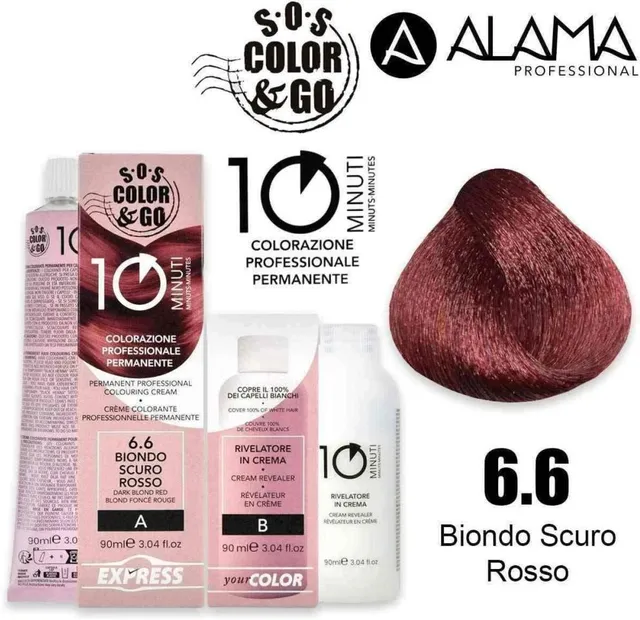 Alama SOS Color & Go Set Professional 10 Min Colouring Cream 6.6 Dark Blond Red
