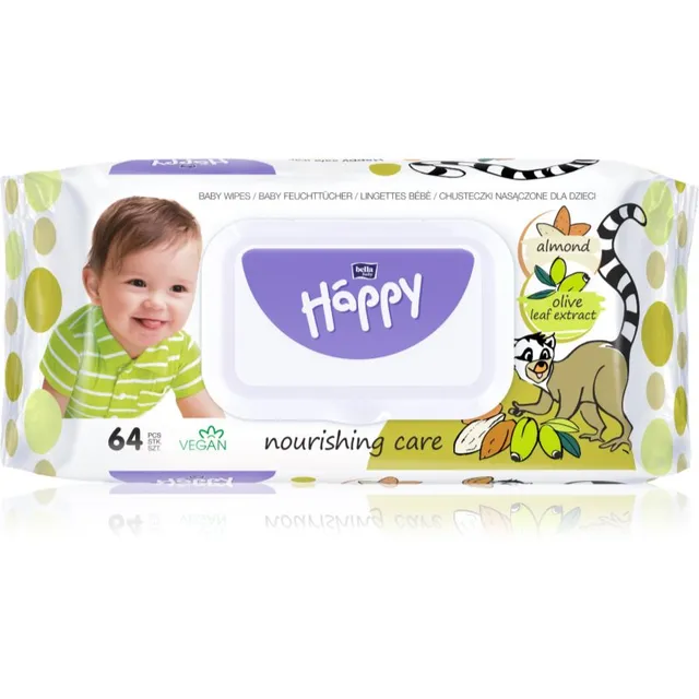 BELLA Baby Happy Almond and Olive Leaf Extract Niisked salvrätikud lastele 64 tk