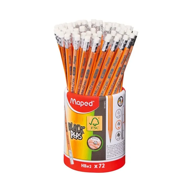 Harilik pliiats kolmekandiline HB kummiga, MAPED, 1 tk