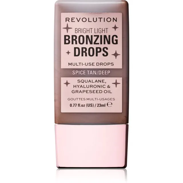 Revolution Bright Light Bronzing Drops Vedel päikesepuuder varjund Deep Bronze Spice 23 ml
