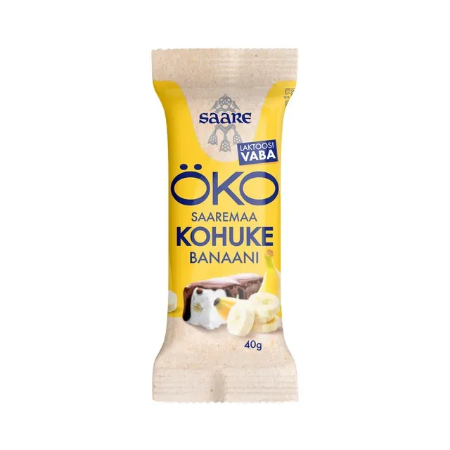Mahekohuke banaani täidisega ja kakaoglasuuriga, SAARE ÖKO, 40 g