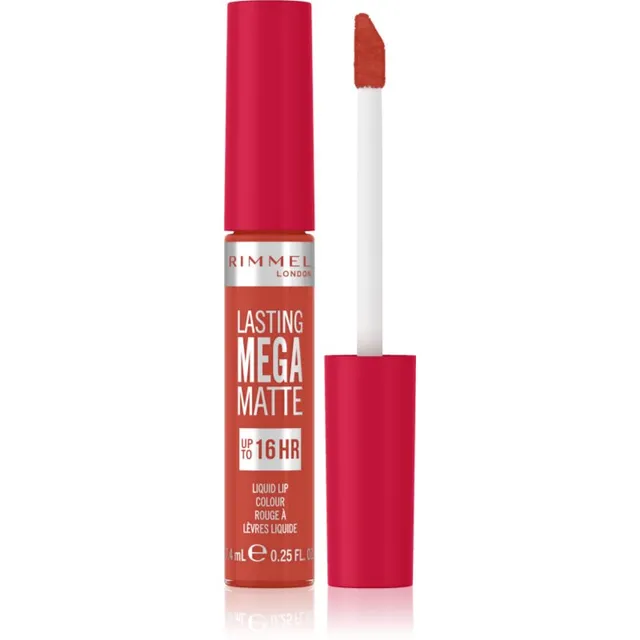 Rimmel Lasting Mega Matte Matt vedel huulepulk 16 tundi varjund Scarlet Flames 7,4 ml
