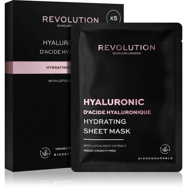 Revolution Skincare Hyaluronic Acid Lehtmaskide komplekt intensiivseks niisutamiseks 5 tk