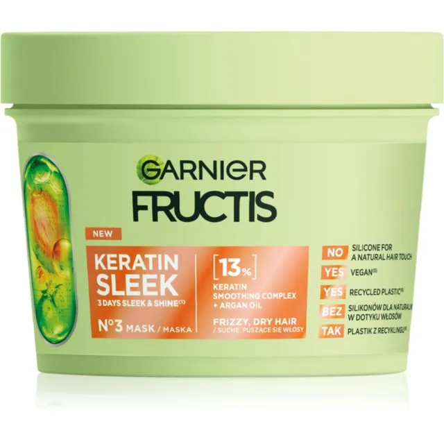 Garnier Fructis Keratin Sleek Juuksemask keratiini ja argaaniaõliga 370 ml